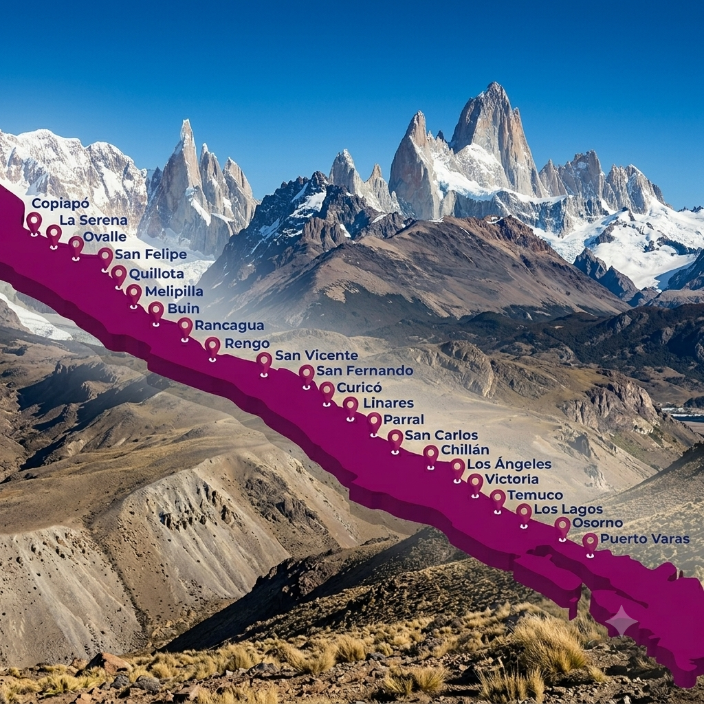 Mapa de Chile con puntos de cobertura Pañiwe